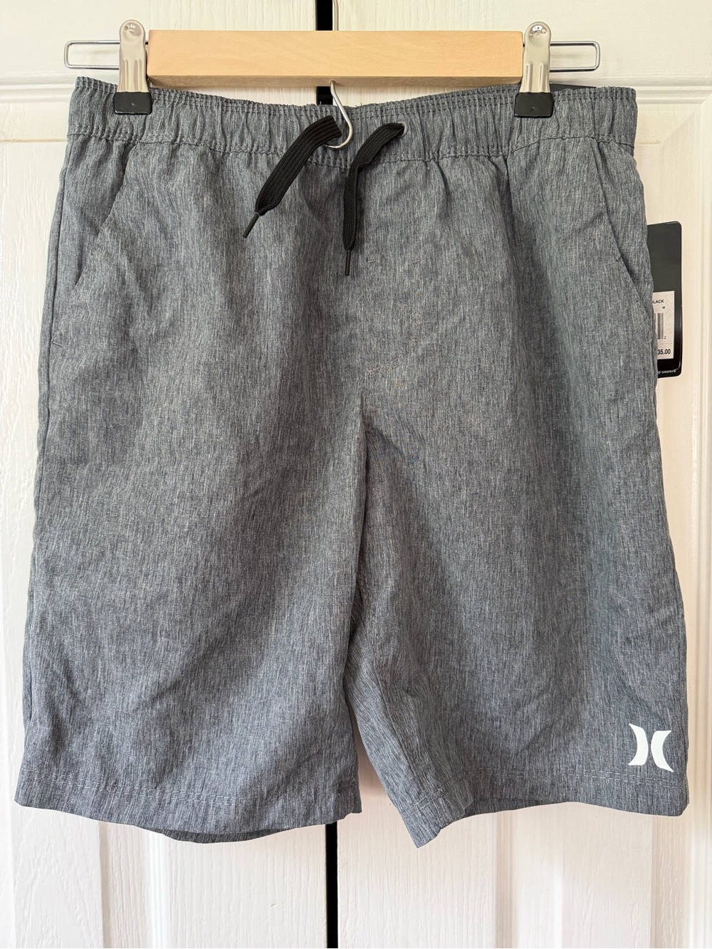 Hurley Men's Heather Gray Elastic Waist Athletic Shorts